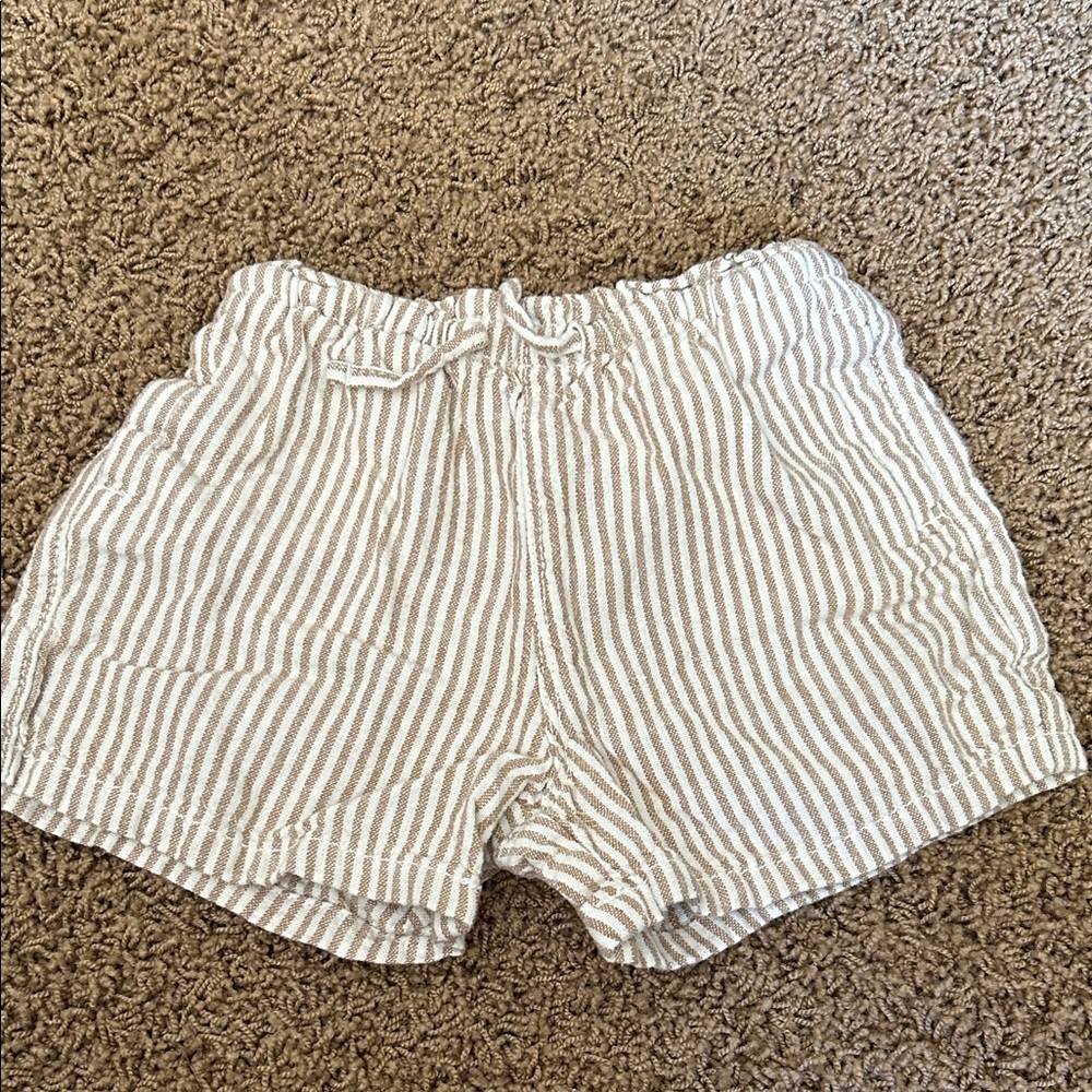 Striped Tan and cream kids linen Shorts